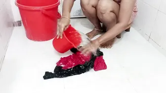 Desi Aunty Getting Pounded Hard While Doing Laundry At Home