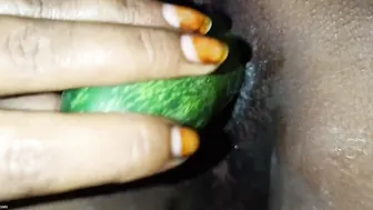 Tamil Wife Alone At Home Using Cucumber To Satisfy Herself