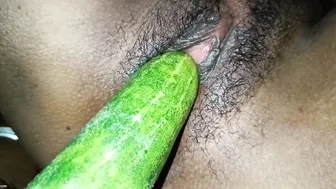 Tamil Wife Alone At Home Using Cucumber To Satisfy Herself
