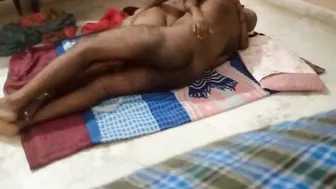 Young Married Aunty Riding Her Older Husband Hard On The Bed
