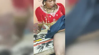 Sexy Aunty In Red Saree Getting Fucked Behind Her Home