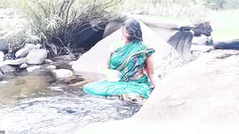 Telugu Aunty Bathing Naked At Waterfall Talking So Dirty