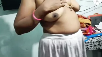 Village Aunty Teasing And Stripping In Her Bedroom For Camera