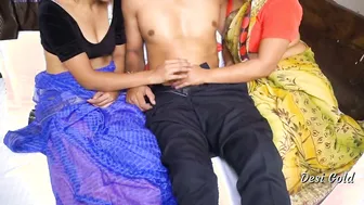 Lucky Guy Fucking Two Horny Bhabhis In Bedroom Threesome Session