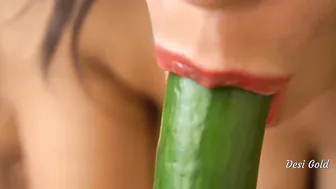 Horny Bhabhi Home Alone Satisfying Herself With Cucumber Moaning