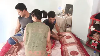 Sexy Bhabhi Enjoying Rough Threesome Sex As Christmas Present