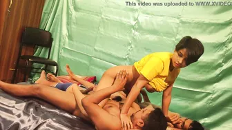 GF Teaching Two Guys How To Fuck Together Properly