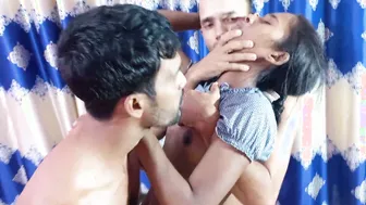 Curious Village Girl Trying Her First Threesome With Two Straight Guys