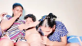 Two Indian Sluts Sharing Cock In Hot Threesome Fuck Session