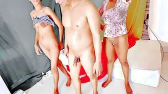 GF Riding Hard In Living Room While Bestie Joins In