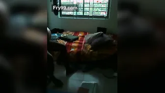 Naughty Aunty Seducing The Electrician While He Works At Her Home