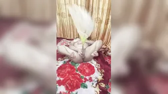 Village Aunty Playing With Broom In Her Holes When Alone At Home