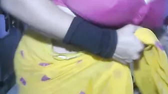 Desi Aunty Teasing In Transparent Saree Showing Off Her Boobs