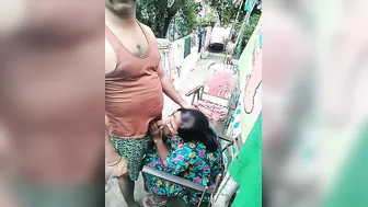 Naughty Indian Aunty Jerking And Sucking Him On The Rooftop