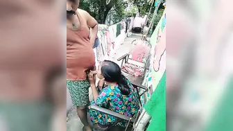 Naughty Indian Aunty Jerking And Sucking Him On The Rooftop