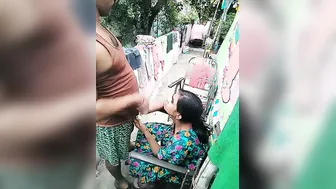 Naughty Indian Aunty Jerking And Sucking Him On The Rooftop