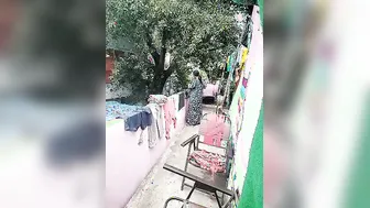 Naughty Indian Aunty Jerking And Sucking Him On The Rooftop