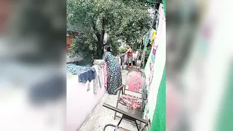 Naughty Indian Aunty Jerking And Sucking Him On The Rooftop