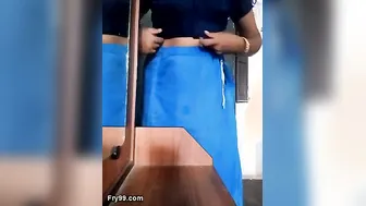 Indian Aunty Changing Saree Showing Her Body To The Camera Now