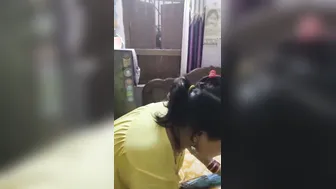 Naughty Aunty Teasing While Cleaning House In Tight Dress