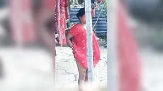 Naughty Aunty Scratching Her Itchy Pussy Outside In Nightie