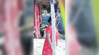 Naughty Aunty Scratching Her Itchy Pussy Outside In Nightie