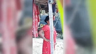 Naughty Aunty Scratching Her Itchy Pussy Outside In Nightie