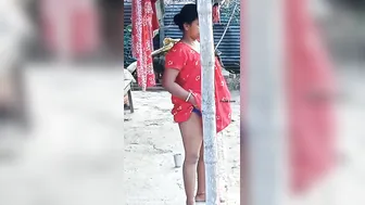 Naughty Aunty Scratching Her Itchy Pussy Outside In Nightie