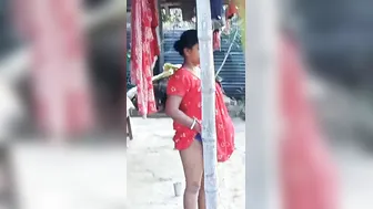 Naughty Aunty Scratching Her Itchy Pussy Outside In Nightie