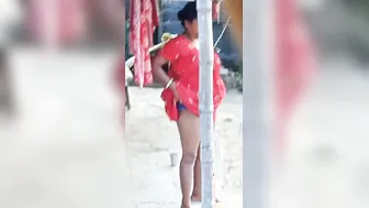 Naughty Aunty Scratching Her Itchy Pussy Outside In Nightie