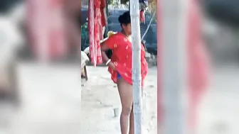 Naughty Aunty Scratching Her Itchy Pussy Outside In Nightie