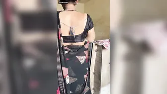 Black Saree Aunty Bent Over And Fucked In Her Bedroom
