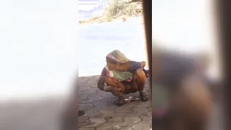 Desi Married Woman Caught Pissing Outdoors At Empty Bus Stand