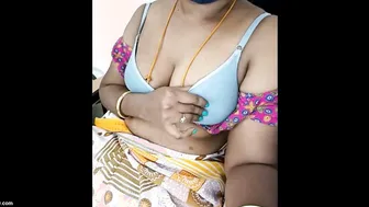 Tamil Married Woman Stripping Her Saree Talking Dirty Loud