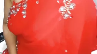 Red Saree Aunty Riding Cock Passionately With Hindi Moans