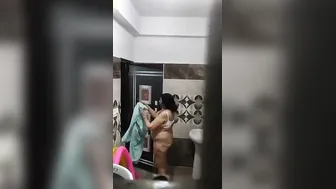 Spying On Naked Neighbor Aunty Bathing Through The Window