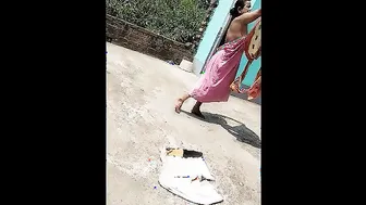 Neighbor Secretly Recording Aunty Changing Clothes Through Door