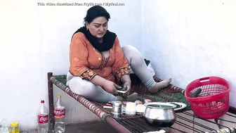 Village Aunty Cooking In Kitchen Gets Bent Over And Drilled