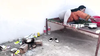 Village Aunty Cooking In Kitchen Gets Bent Over And Drilled