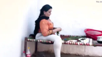 Village Aunty Cooking In Kitchen Gets Bent Over And Drilled