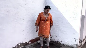 Pakistani Bhabhi Working Hard In Village Showing Curves In Tight Dress