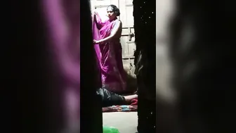 Desi Aunty Changing Saree Caught On Hidden Camera By Neighbor Guy