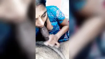 Aged Desi Aunty Giving Wet Blowjob To Younger Guy At Home