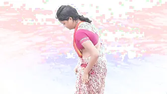 Wet Aunty Walking On The Beach In See Through Clothes Teasing