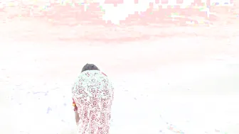 Wet Aunty Walking On The Beach In See Through Clothes Teasing