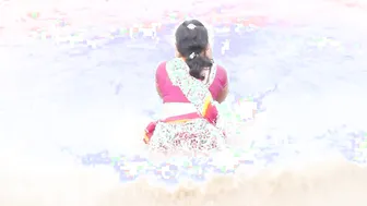 Wet Aunty Walking On The Beach In See Through Clothes Teasing