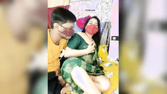 Kissing Her Neck Licking Armpits And Squeezing Aunty Tits