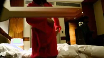 Married Woman Teasing Hotel Room Service Flashing Her Big Boobs