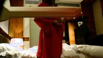 Married Woman Teasing Hotel Room Service Flashing Her Big Boobs