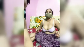 Village Aunty On Her Knees Giving Head And Stroking His Cock